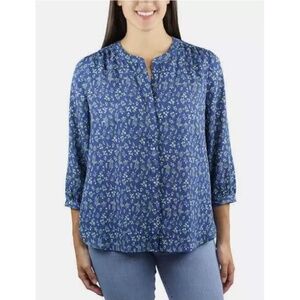 Jachs Girlfriend Blue Floral Long Sleeve Tunic